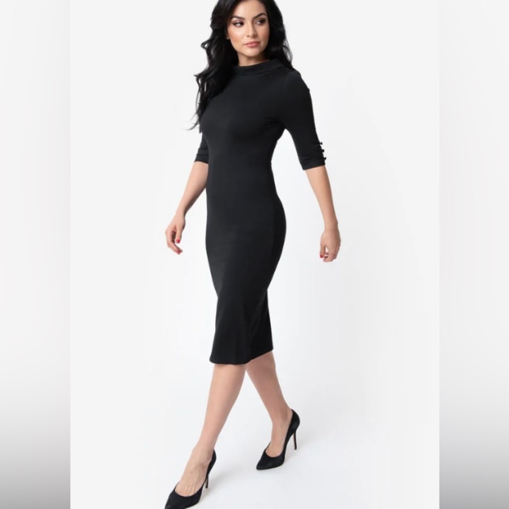 NWOT Unique Vintage Cassidy Wiggle Dress ✨collar & 3/4 sleeve